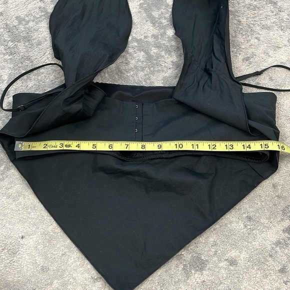 AREA Crystal Embellished Handkerchief Bandeau Crop Top Black Sz L - Picture 10 of 16